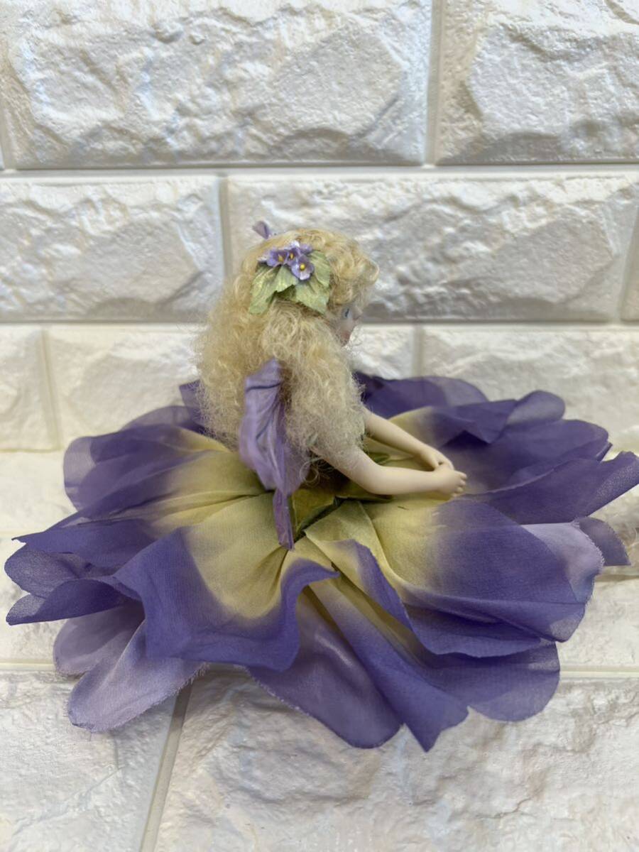 【美品】若月まり子 ビスクドール  花の妖精 紫色 全長27cm 西洋人形 アンティークドール 創作人形 ②の画像6