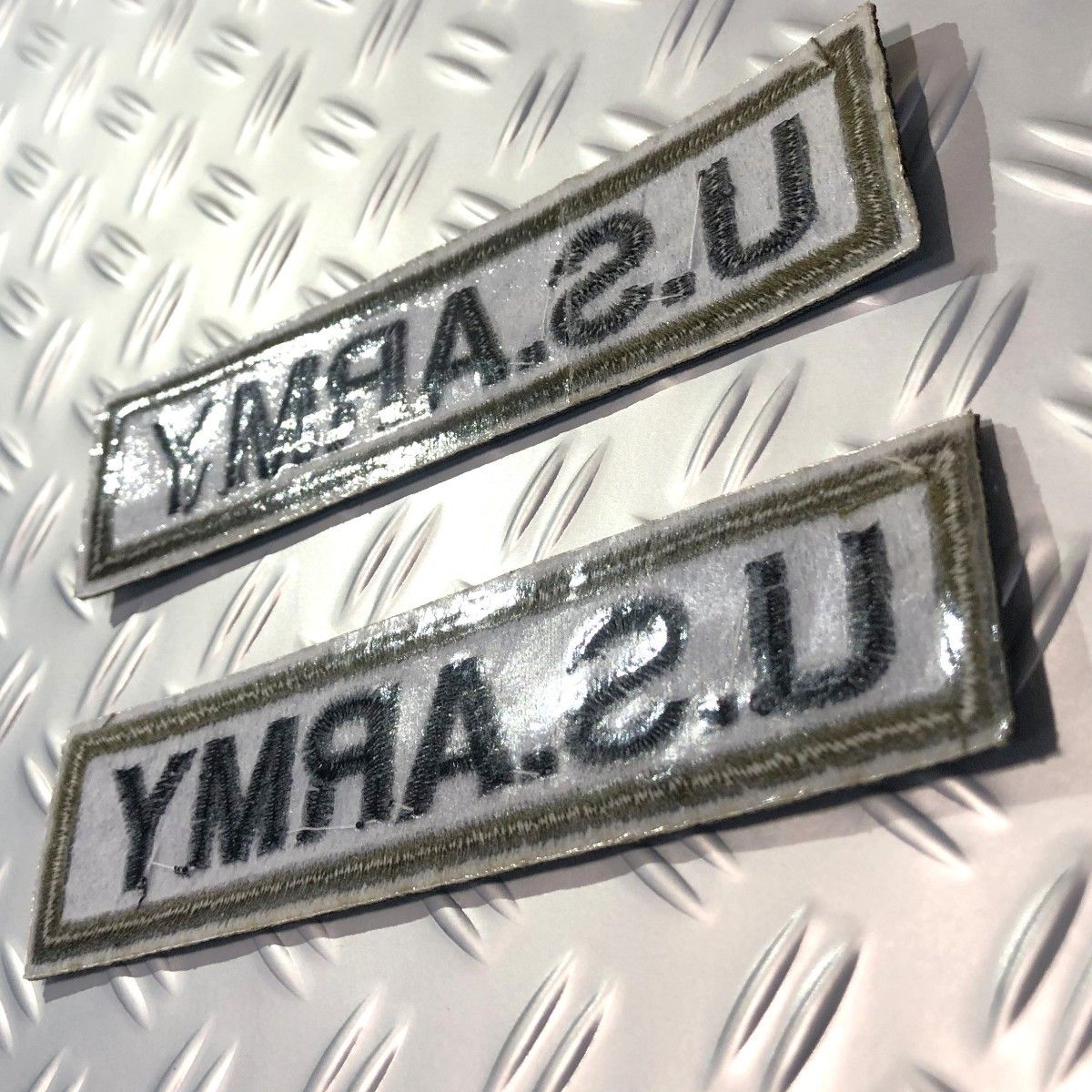 U.S.ARMY 陸軍 刺繍 ワッペン 2枚セット アイロン のり付き ミリタリー 英語 ロゴ 送料無料