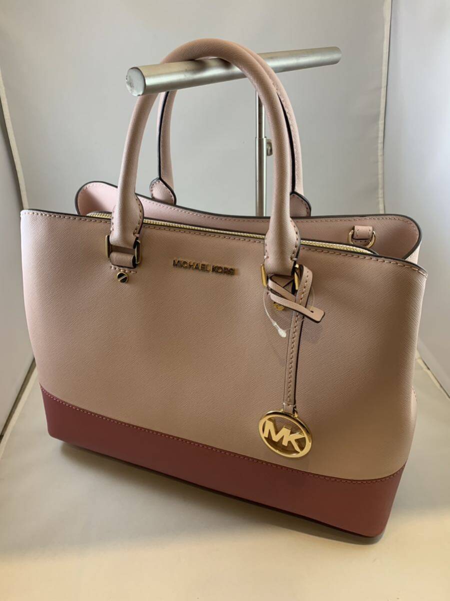 未使用　マイケルコース MICHAEL KORS 2way ショルダーバッグ ハンドバッグ ピンク 斜め掛け可能 MKチャーム付き