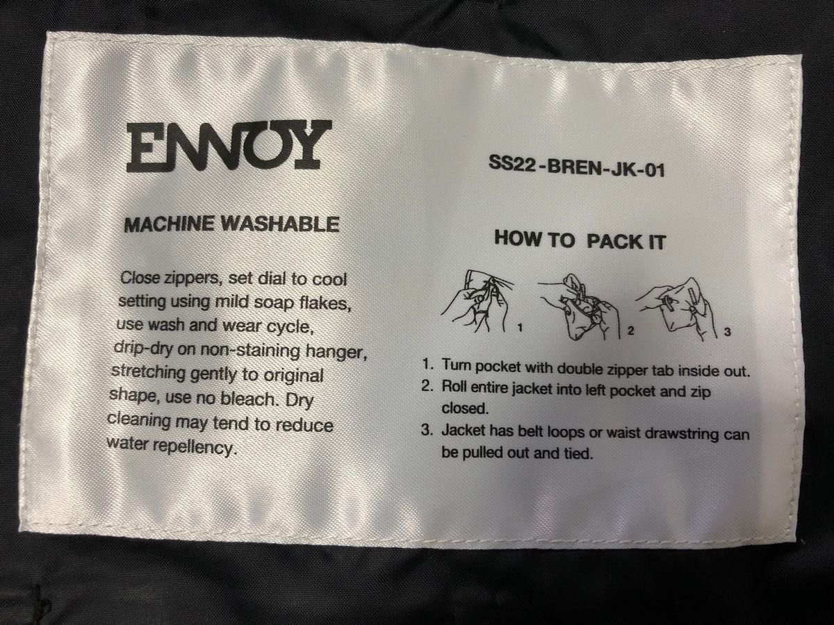 【美品】ennoy nylon packable jacket サイズL  ブラック 
