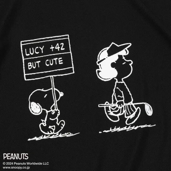 ★新品★ NEWERA GOLF 半袖 鹿の子 ミッドネック Tシャツ PEANUTS ピーナッツ ブラック　 Mサイズ　ゴルフ