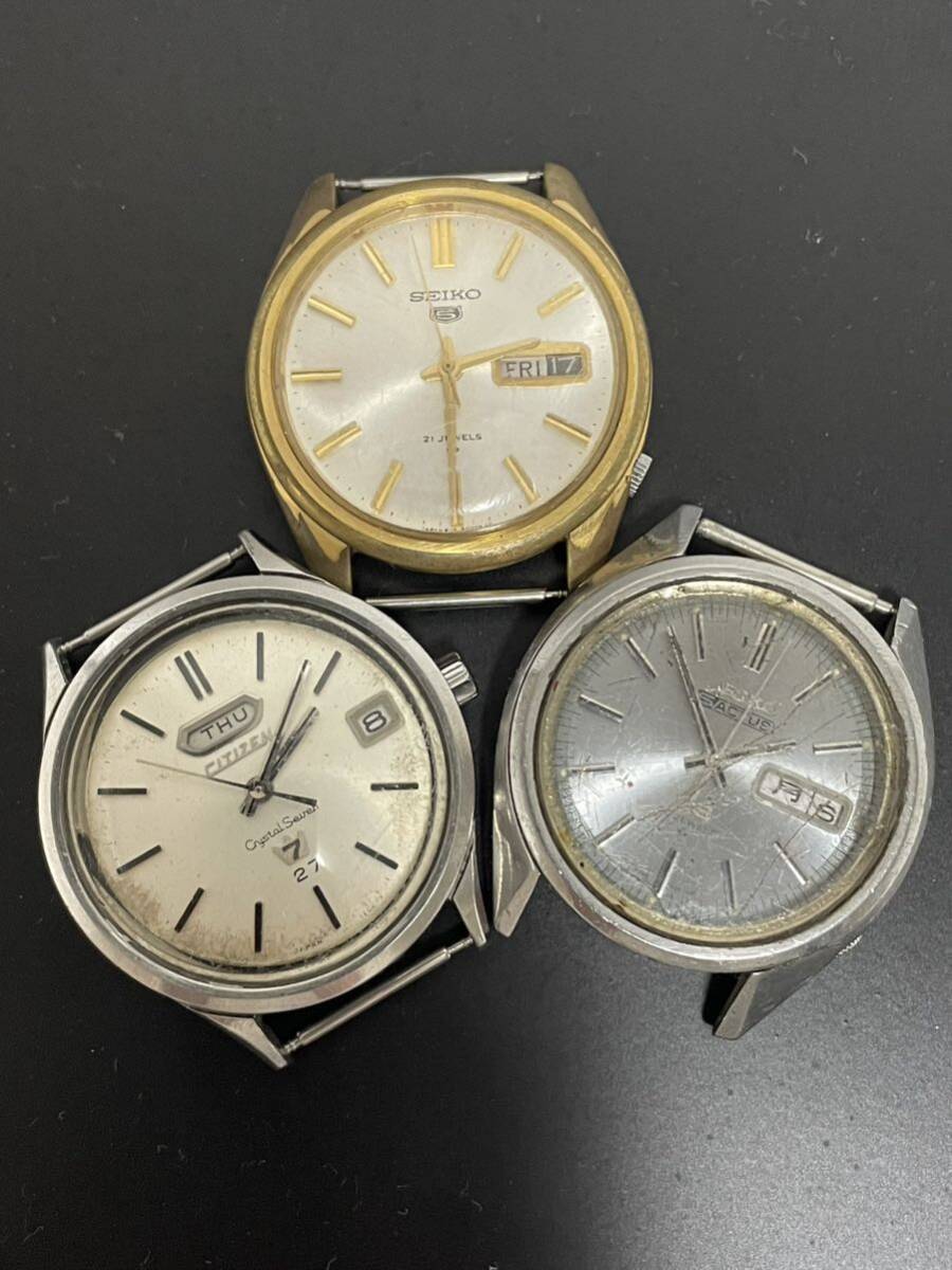 【1円スタート】SEIKO 5 21JEWELS 6119-8020 / SEIKO 5ACTUS SS 25JEWELS 6106-7510/CITIZEN Crystal seven 27 51401-Y 稼働品まとめの画像1