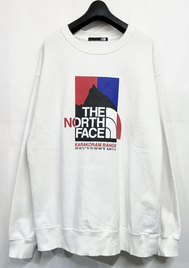 XLサイズ◆THE NORTH FACE ノースフェイス Karakoram Range Crew プリント クルーネックスウェット ホワイト_画像2