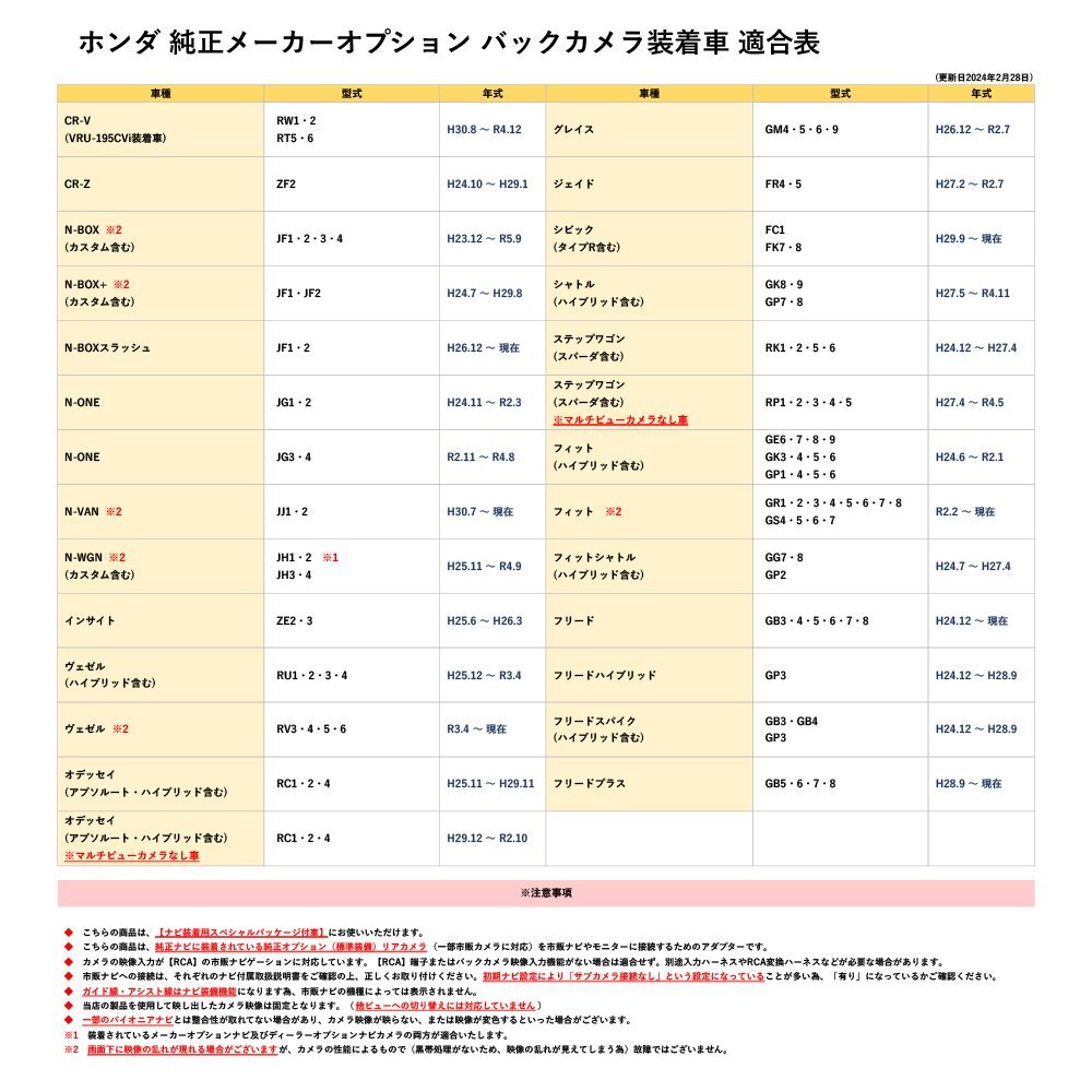 フリードスパイク ハイブリッド含む GP3 H24.12 ～ H28.9 ホンダ 純正 バックカメラ RCA変換 市販ナビ アダプター ATOTO RCA013H 同機能_画像6