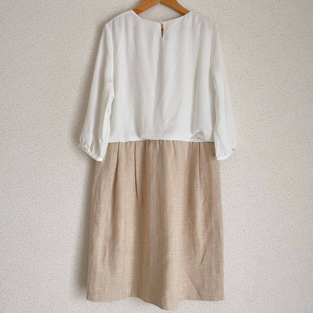 フォーマル　七分袖カットソー×ツイードスカート一体型ワンピ♪_画像3