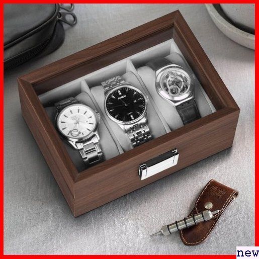 Baskiss 3本 時計ディスプレイ 高級 ウォッチボックス ケース コ 腕時計収納ボックス 木製時計ケース 200