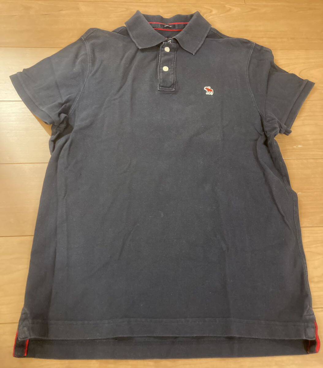N615/ Abercrombie & Fitch темно-синий одноцветный рубашка-поло XL