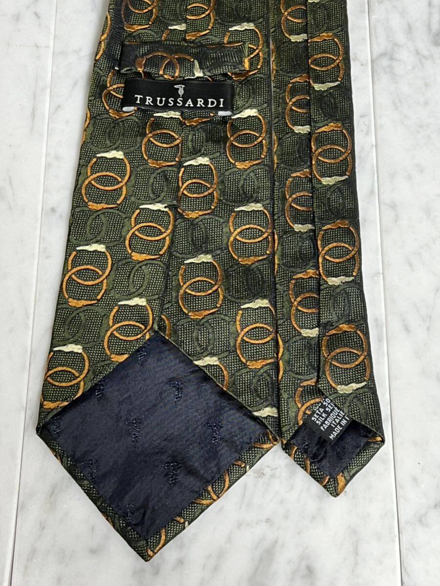 699 jpy ~ Trussardi necktie khaki series green group total pattern (GREEN,B2)