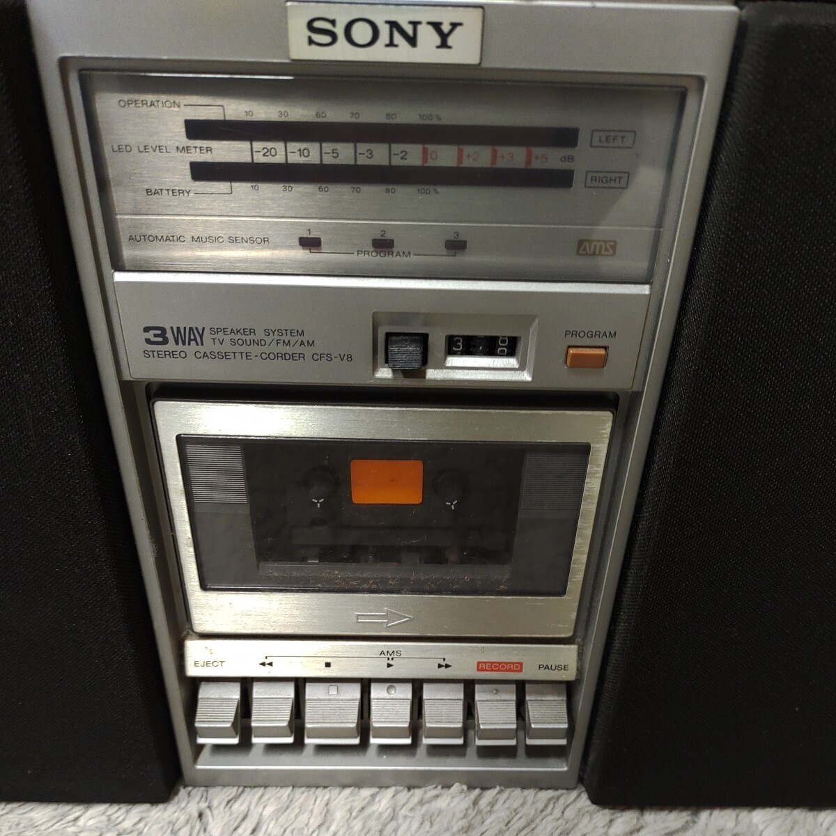 A042217 SONY CFS-V8 ラジカセ カセットレコーダー STEREO ZILBA'P 昭和レトロ ジャンクの画像8