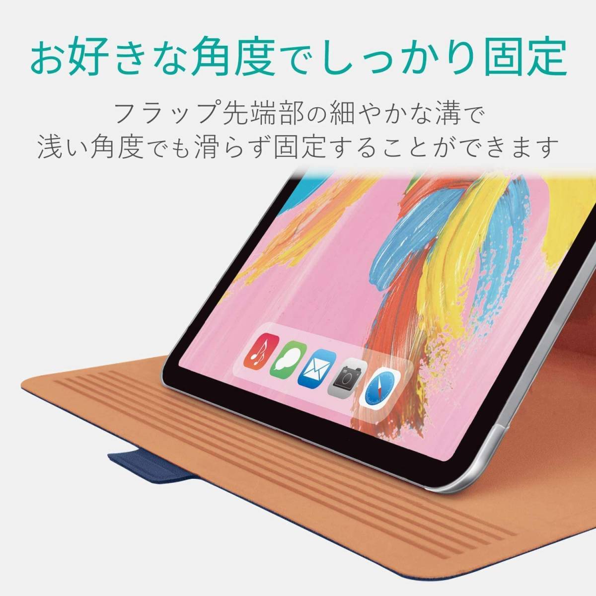 エレコム iPad Pro 11 (2018) ケース 第1世代 ソフトレザーカバー ブルー ペンホルダ 動画視聴 軽量設計 手帳型 11インチ 866 匿名配送_画像5