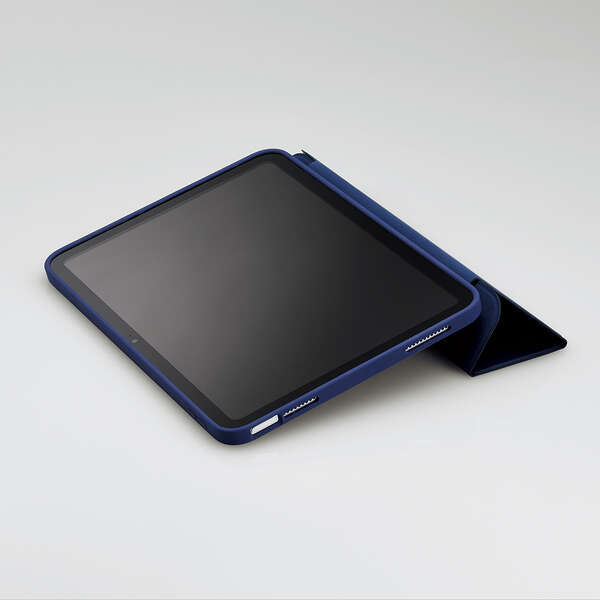 iPad 第10世代 10.9インチ フラップケース 手帳型カバー 着脱式 2アングル スリープ対応 シリコン&ポリカーボネート ネイビー 568_画像5