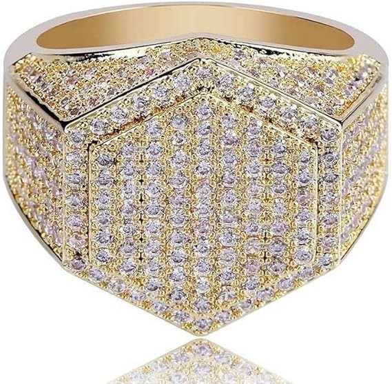 新品 18ｋgp ゴールド リング 指輪 ダイヤモンドcz ジルコニア 約10g 上質 質感 高級感 高品質 大人気 格安 送料無料！メンズレディース☆の画像2