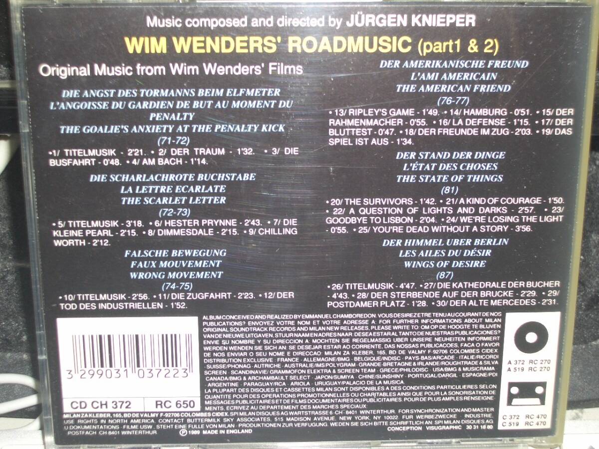 「Wim Wenders' Roadmusic pt1 & 2」Jurgen Knieper ゴールキーパーの不安 緋文字 まわり道 アメリカの友人 ことの次第 ベルリン・天使の詩_画像2