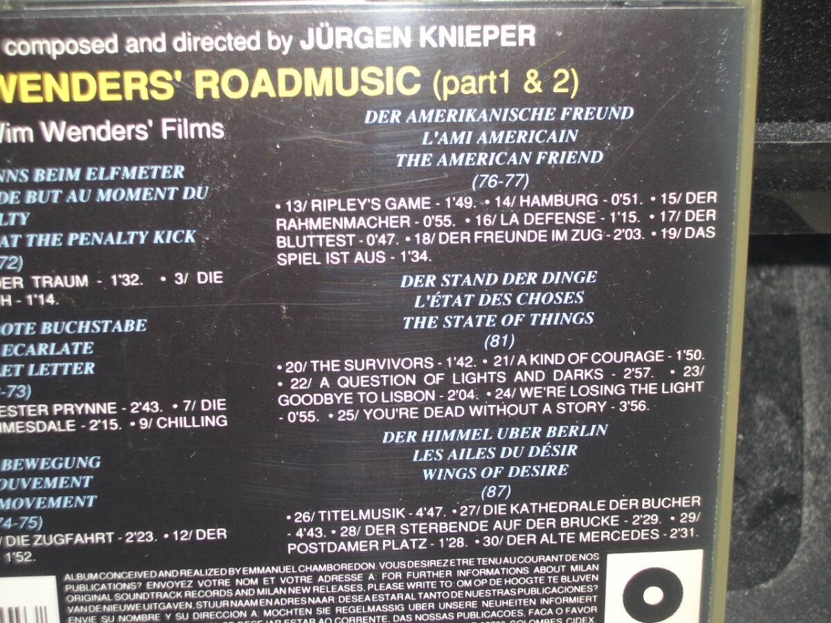 「Wim Wenders' Roadmusic pt1 & 2」Jurgen Knieper ゴールキーパーの不安 緋文字 まわり道 アメリカの友人 ことの次第 ベルリン・天使の詩_画像4