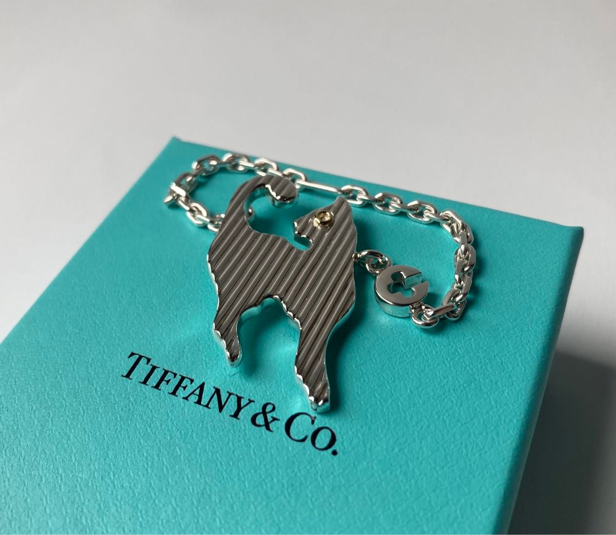 Tiffany＆co.  ティファニー　振り返るネコ　キャット　バッグチャーム　キーホルダー　シルバー　ゴールド　925 k18