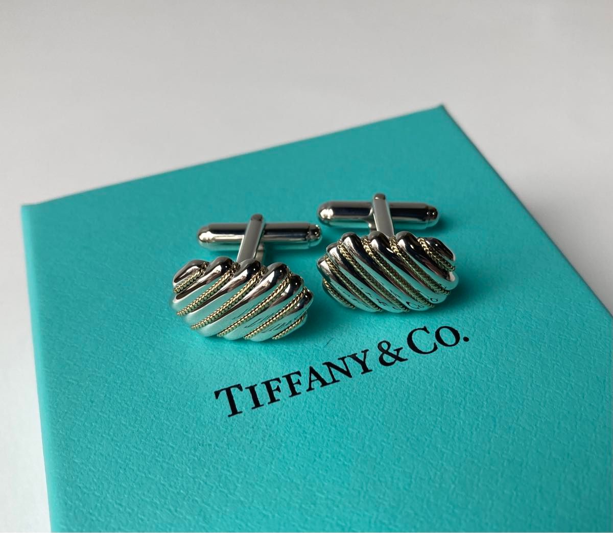 Tiffany＆co.  ティファニー　ツイストロープ　ストライプ　カフス　シルバー　イエローゴールド　Ag925  Au750