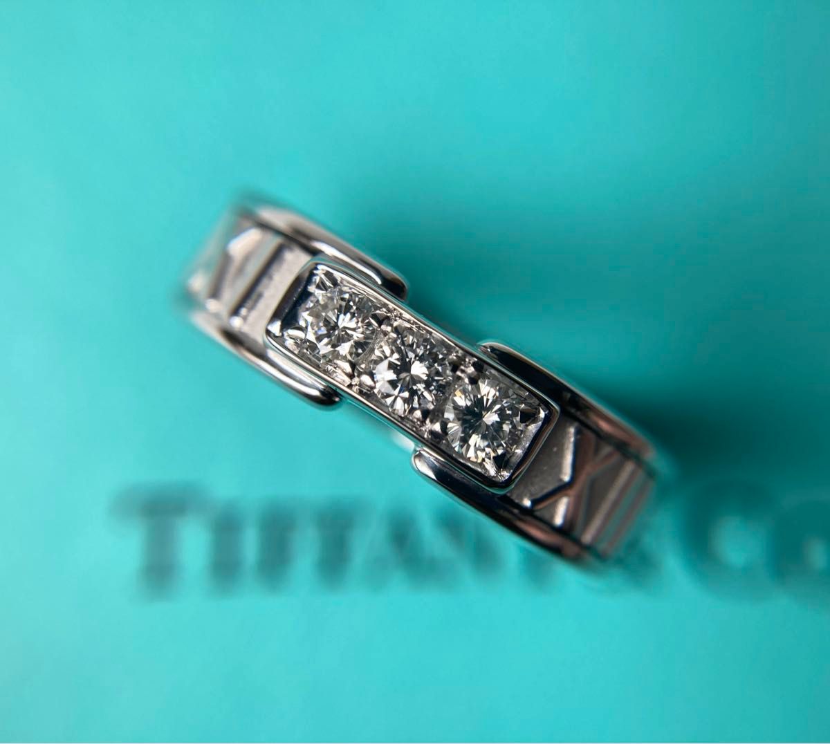 Tiffany＆co.  ティファニー　3Pダイヤモンド　アトラスクロック　ホワイトゴールド　リング　Au750  k18