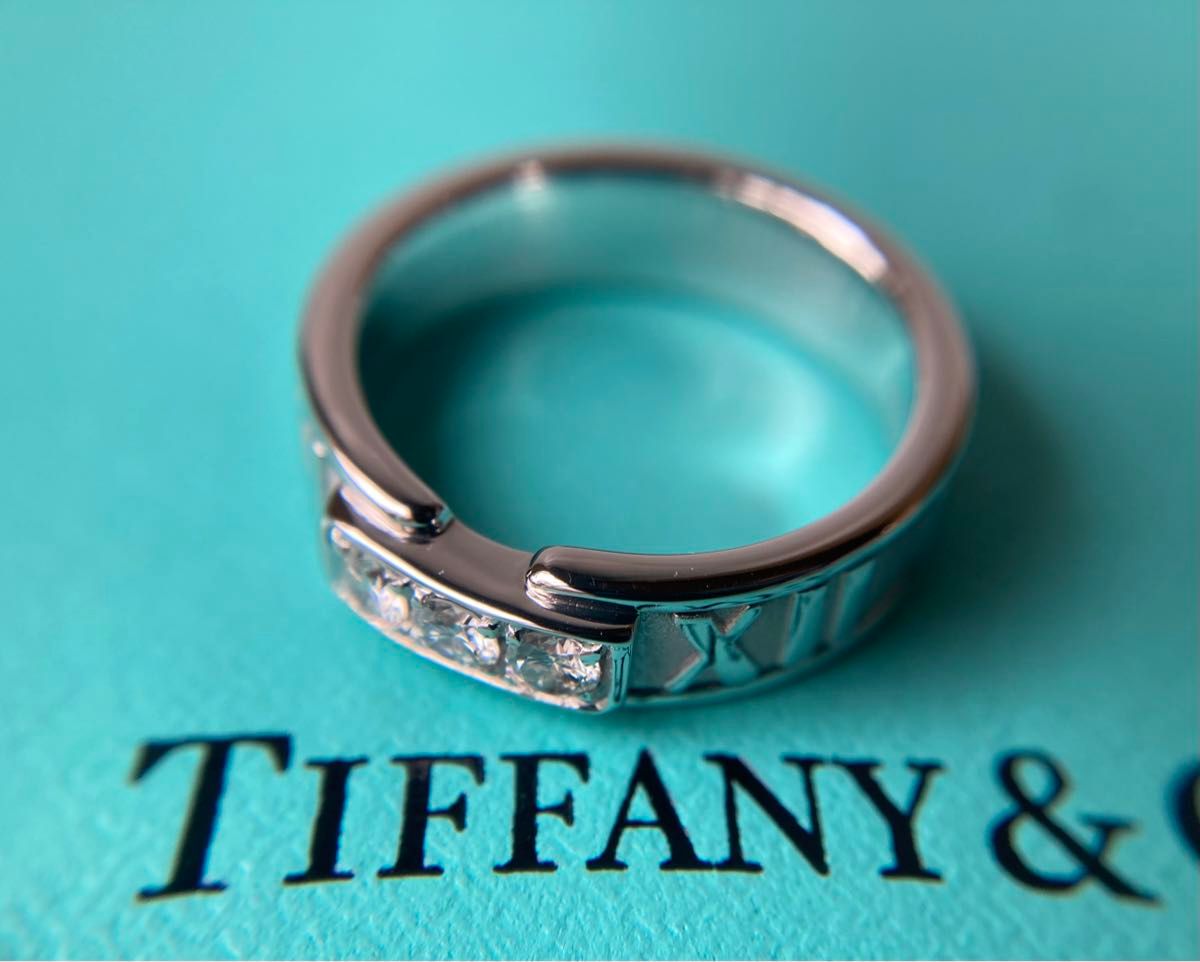 Tiffany＆co.  ティファニー　3Pダイヤモンド　アトラスクロック　ホワイトゴールド　リング　Au750  k18