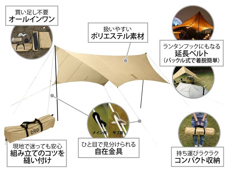 【未開封】DOD いつかのタープ タン ヘキサタープ一式