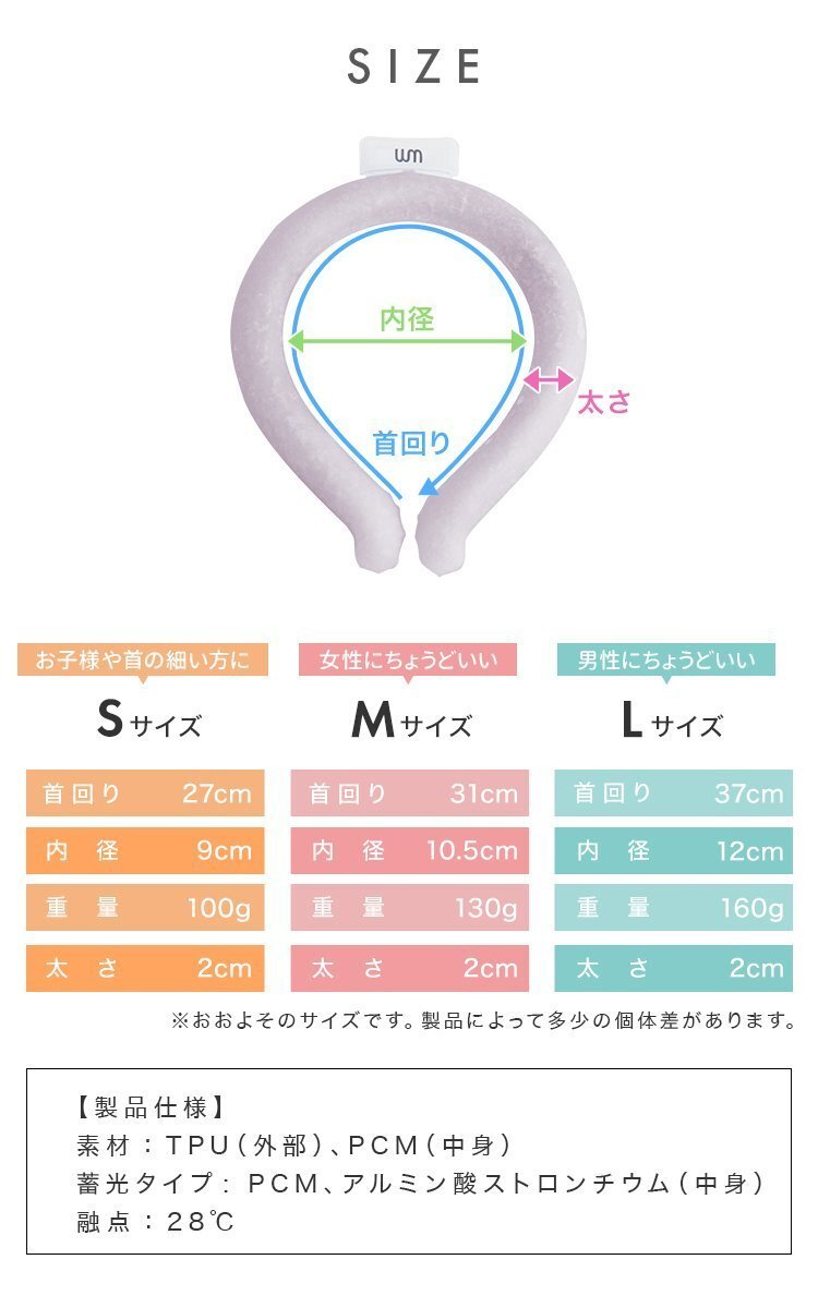 【数量限定セール】クールリング Lサイズ ネッククーラー アイスリング 首掛け 熱中症対策 ジム ジョギング スポーツ 農作業 ホワイト 新品_画像9