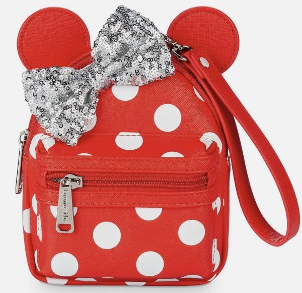 【Loungefly リスレット】ディズニー パーク ラウンジフライ 水玉 赤 スパンコール ミニ バッグ WDW Disney Wristlet Red リストレット_画像1