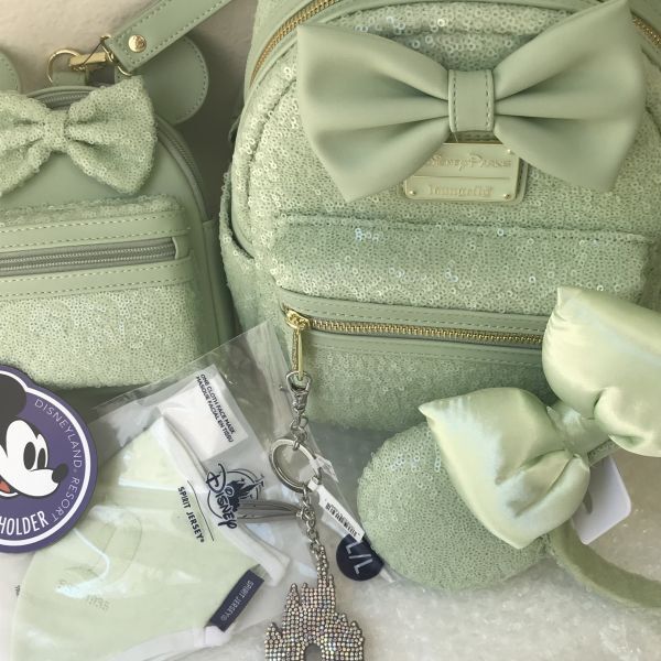 【Loungefly】ディズニー パークス ミントグリーン バックパック カチューシャ キーチェン セット ラウンジフライ WDW Disney 7pcs set_画像5