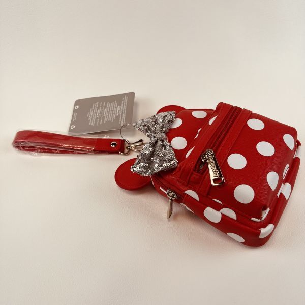 【Loungefly リスレット】ディズニー パーク ラウンジフライ 水玉 赤 スパンコール ミニ バッグ WDW Disney Wristlet Red リストレット_画像5