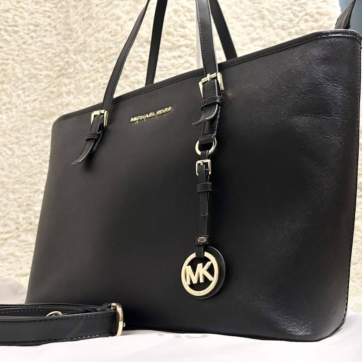 マイケルコース MICHAEL KORS メンズ トートバッグ ビジネスバッグ ブリーフケース 2way A4 PC 斜め掛け サフィアーノレザー 本革 ブラック_画像1