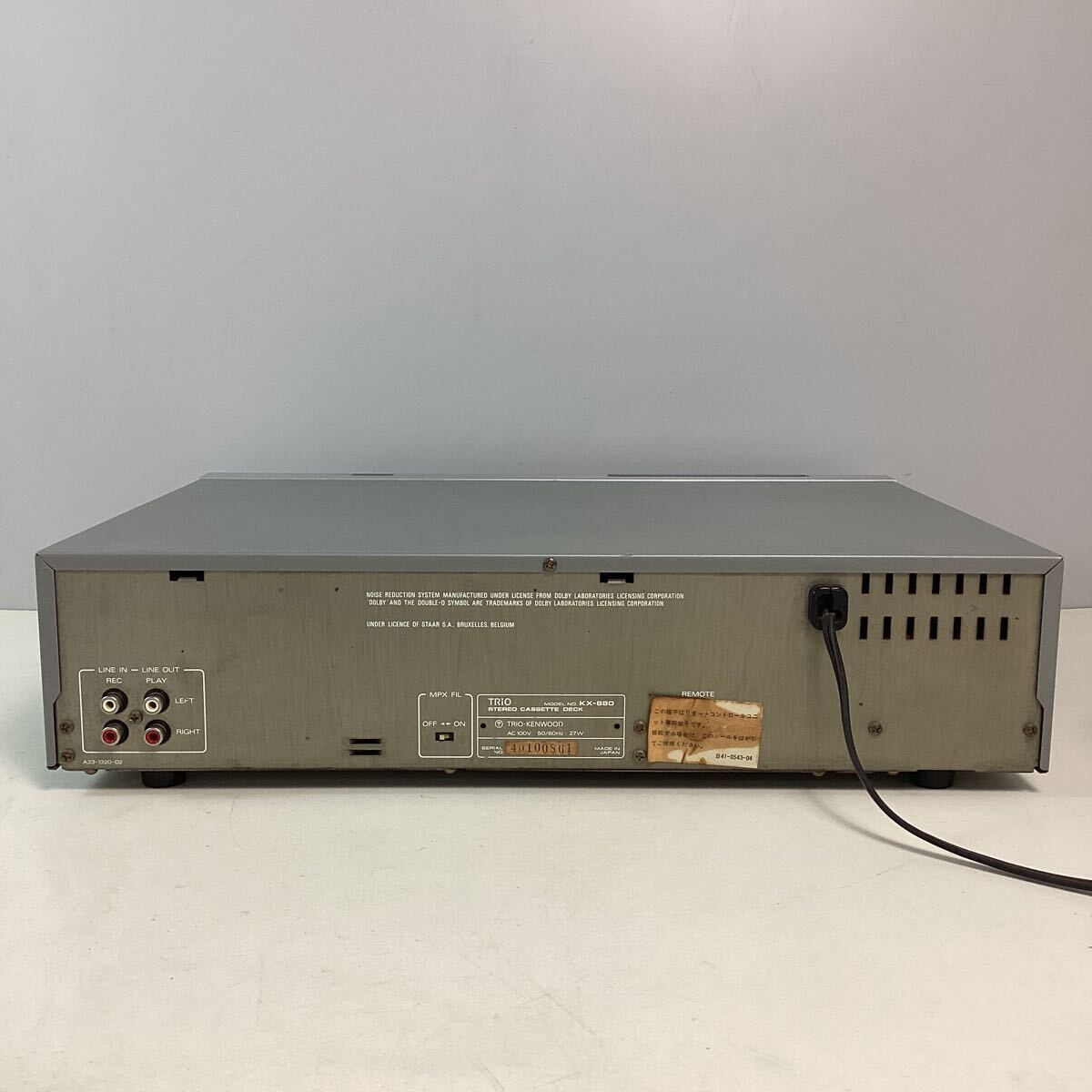 y4244 TRiO ステレオ カセット テープデッキ KX-880 トリオ KENWOOD カセットデッキ デッキ コンポ オーディオ 当時物 通電確認済 ジャンクの画像7