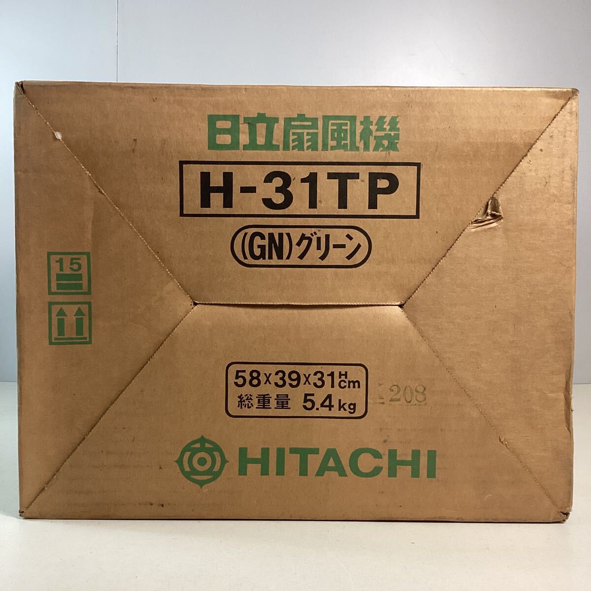 y4411 日立 レトロ 扇風機 さわ風 H-31TP グリーン 30cm スライド扇 緑 古民家カフェ 喫茶店 昭和 当時物 希少 HITACHI 長期保管品 未使用?