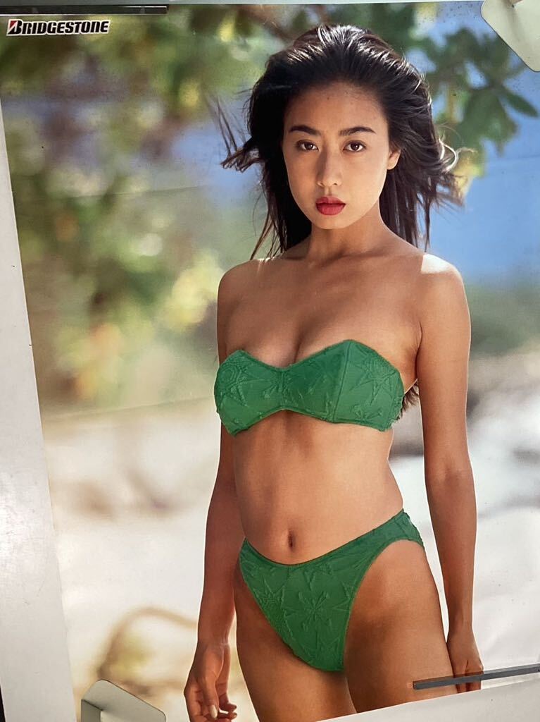 y4339 向井田彩子 ポスター 4点まとめ売り ブリジストン イメージガール キャンペーンガール キャンギャル 水着 ブリヂストン 当時物 中古の画像1