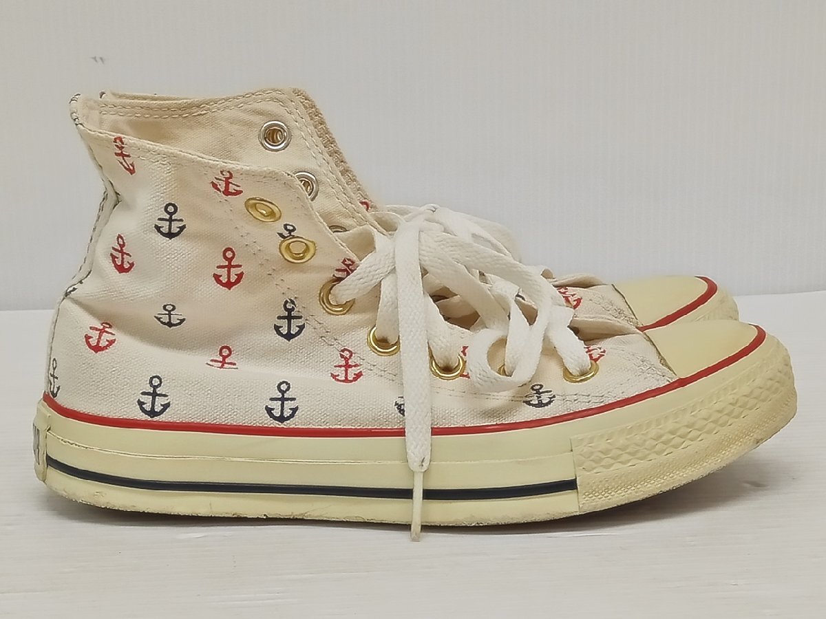 [16B-64-013-1] CONVERSE コンバース オールスター ハイカットスニーカー いかり柄 マリン サイズ23cm ホワイト_画像2