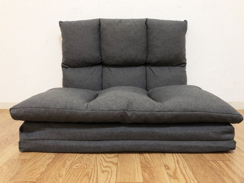 一人掛けリクライニング座椅子ソファーベッド美品　3WAY角度調節可能　クッション付きロングタイプ210cmグレー　シングルフロアチェア_画像3