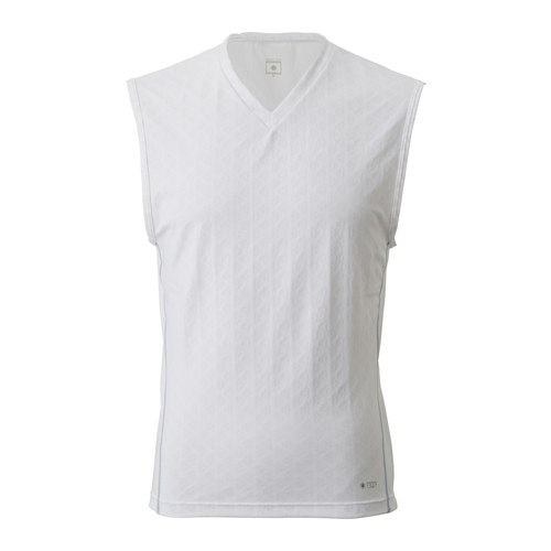 (2024年 冷感+消臭プリント) 氷撃 XLサイズ 冷感 ノースリーブ Vネックシャツ ホワイト XL 日本製 FREEZE TECH RIDEF_画像1