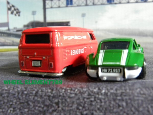 即決 ルース☆☆VOLKSWAGEN T1 PANEL BUS /1971 PORSCHE 911 VINTAGE RACING ポルシェ  HOT WHEELS ホットウィールの画像5