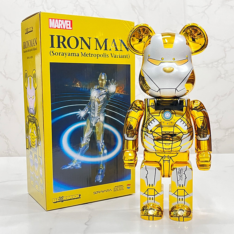 新品 BE@RBRICK ベアブリック 400% アイアンマン ironman ゴールド ヒーロー 並行輸入品 箱付きの画像1