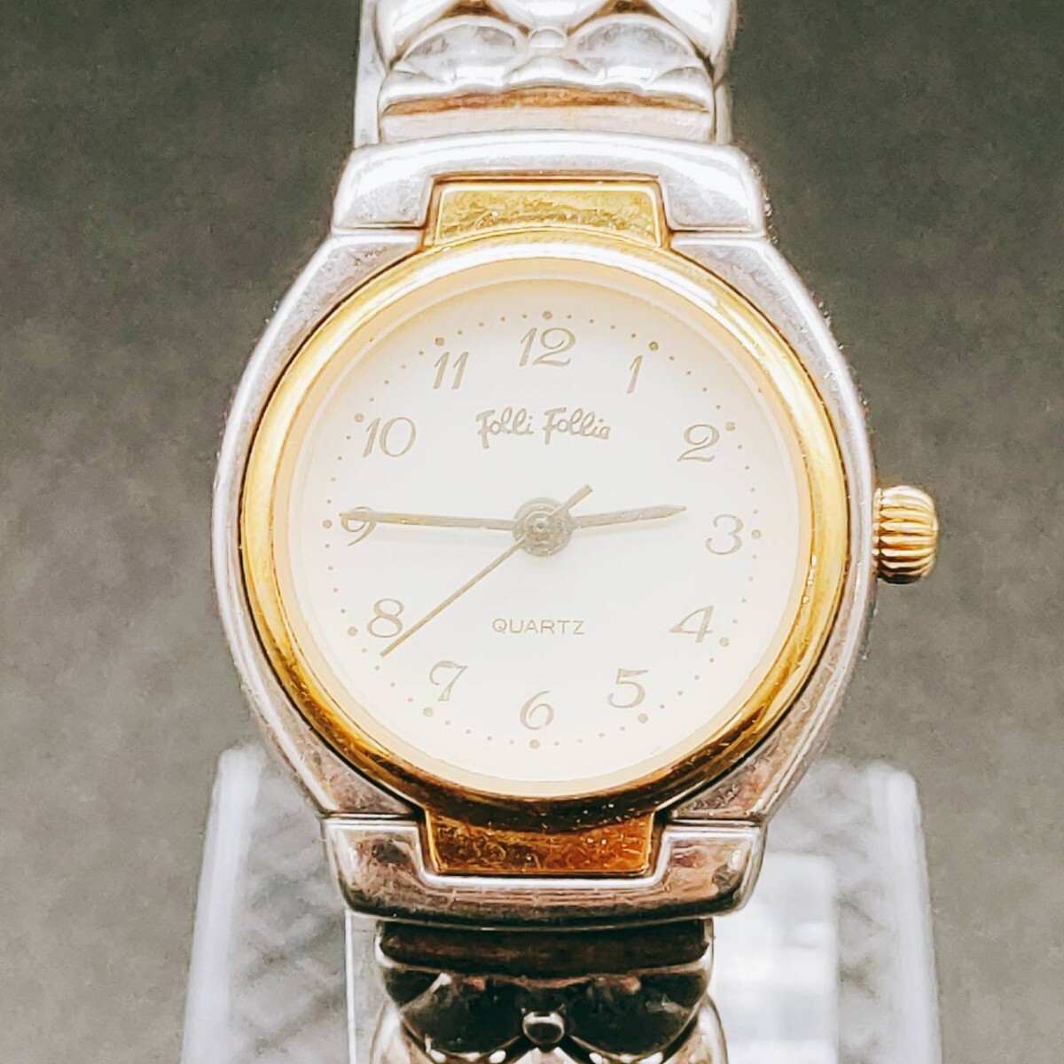【稼働品】Folli Follie フォリフォリ GOLD PLATED 23K 刻印 腕時計 白文字盤 クォーツ レディース 時計 ゴールド アンティークの画像1