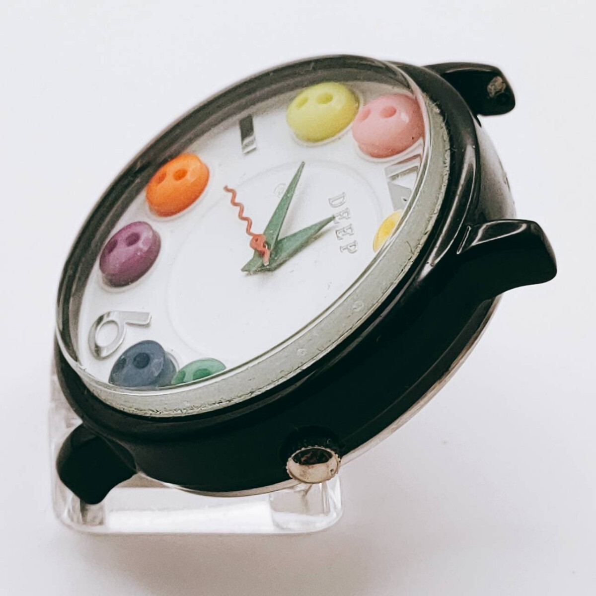 DEEP ディープ 腕時計 アナログ3 針 白文字盤 ブラック レディース 時計 とけい トケイ アクセ ヴィンテージ アンティーク ボタン 30の画像4