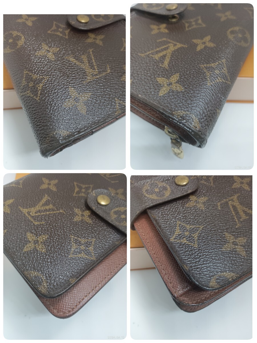 LOUIS VUITTON モノグラム ポルトパピエジップ2つ折財布 ラウンドファスナー ルイヴィトンM61207　【ボタンフックに難有り】_画像4