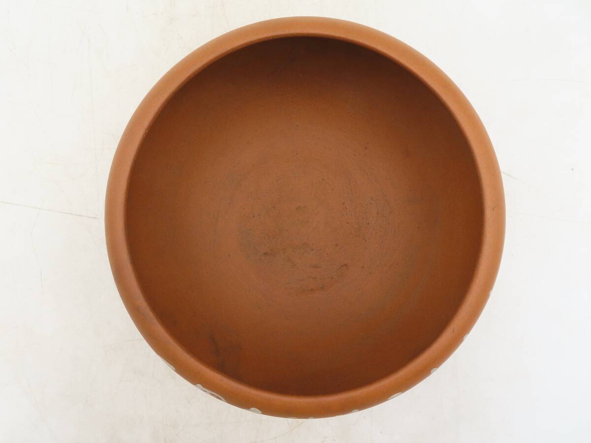 K6138 銕哉 製 朱泥 鉢 菓子盆 菓子器 陶鉢 在銘 共箱 茶道具 古美術 時代物 OM04の画像6