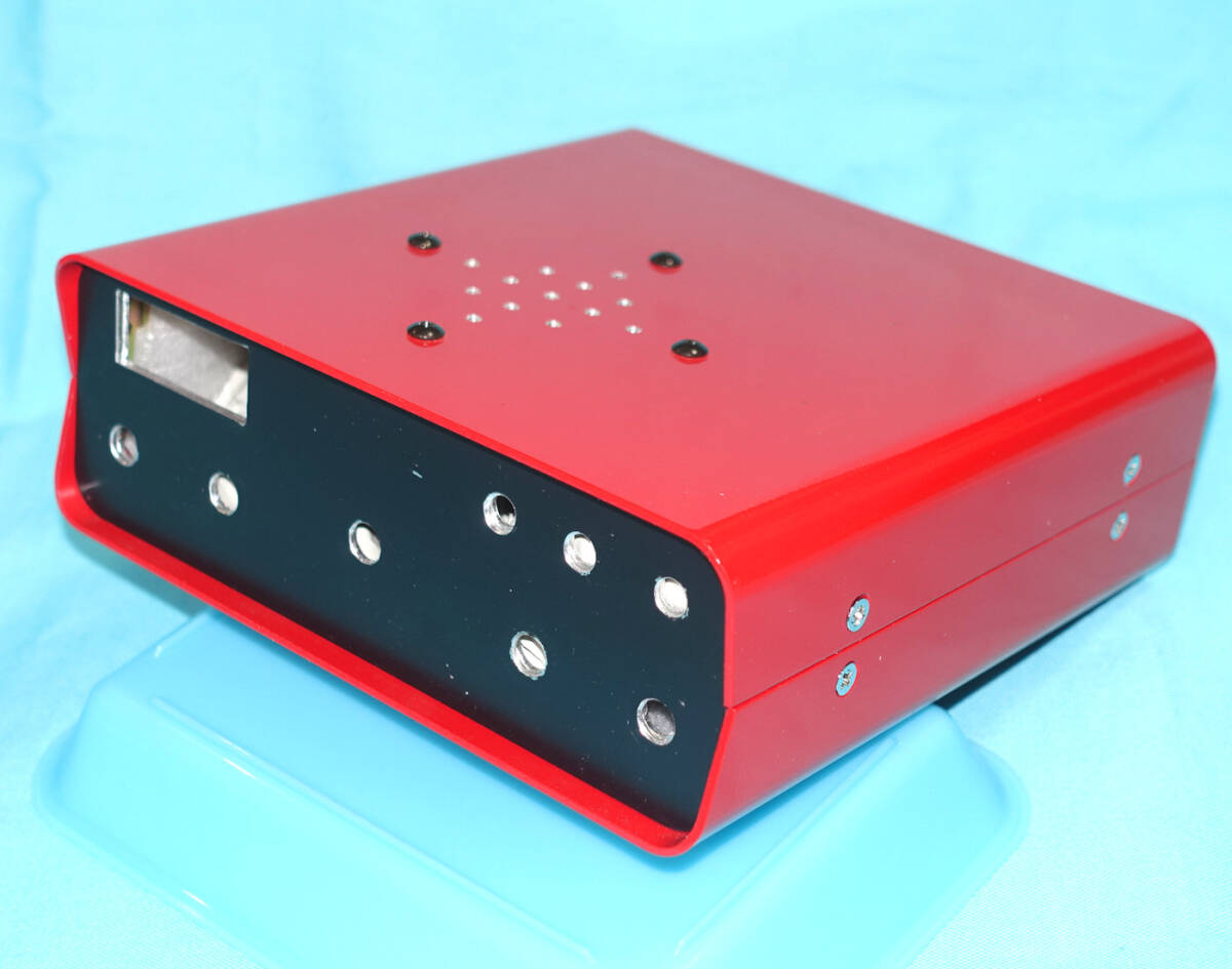 ■IDEAL 摂津金属工業の赤いケース TC-160R 穴あけ加工品 スピーカー付き 自作QRP機の組込みにの画像1