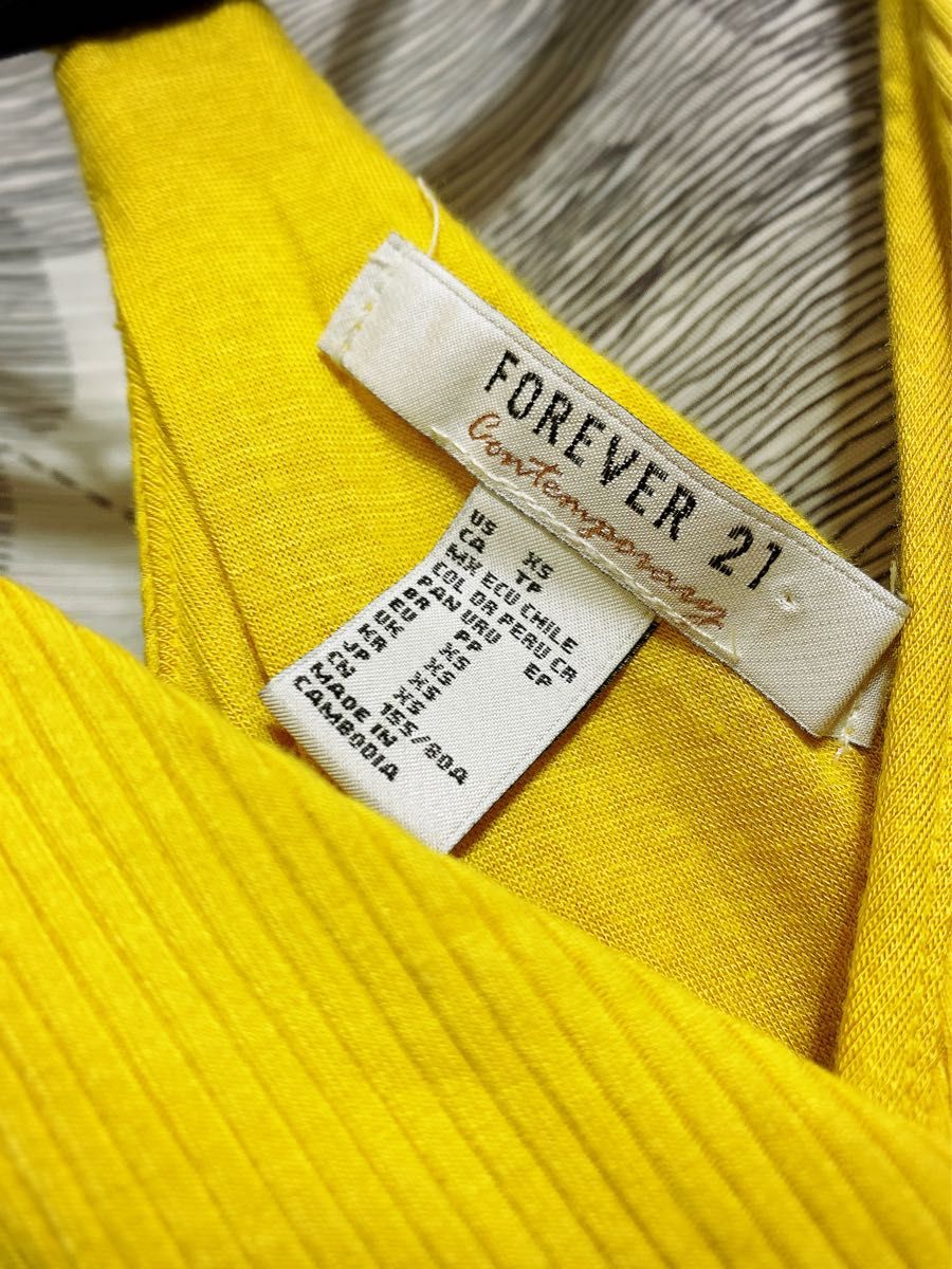 Forever21 ロングワンピース スリット イエロー