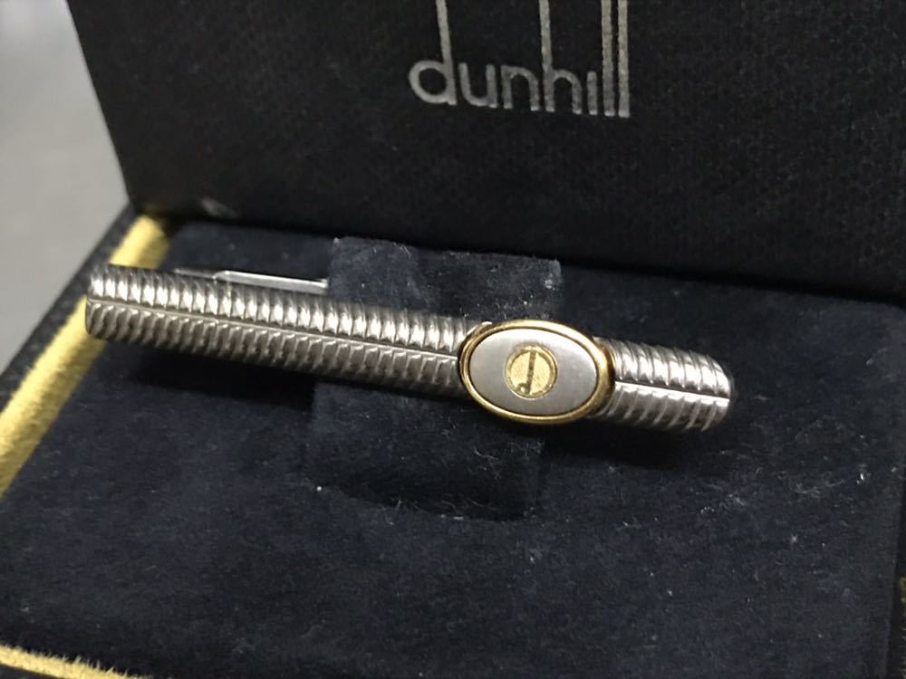 Dunhill Tie Pin Pin Pin Silver One Point Gold Do Логотип D