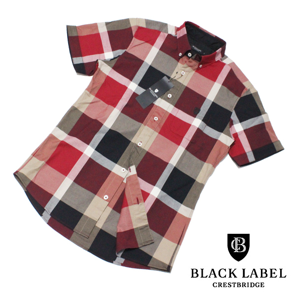 新品 BLACK LABEL CRESTBRIDGE オックスフォード クレストブリッジチェック BDシャツ レッド系 M(2)■ブラックレーベル 51M27-525-15