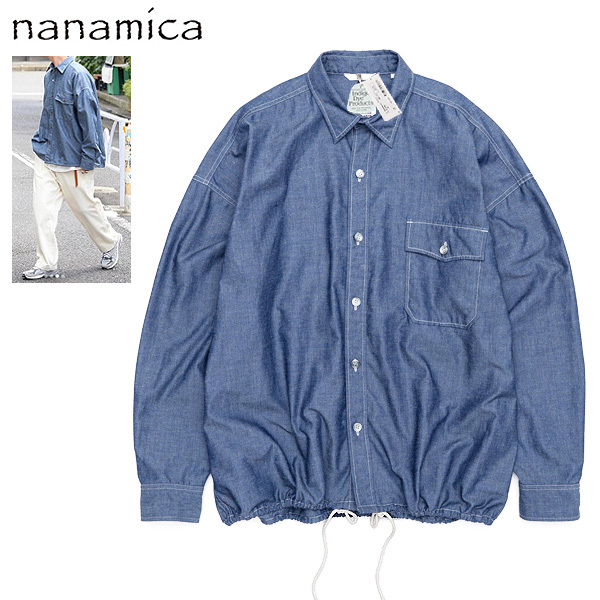 新品 XSサイズ 定価3.1万 ナナミカ シャンブレー素材 インディゴ 長袖シャツ CPOジャケット nanamica Chambray CPO Shirt Jacket■SUAS342の画像1