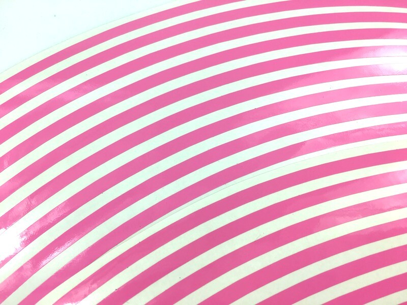 バイク ホイール リムステッカー 【 13インチ 6.5ｍｍ幅 (ピンク) 】 (1台分+予備) リムラインテープ ラインリム オートバイ 車 自動車_画像2