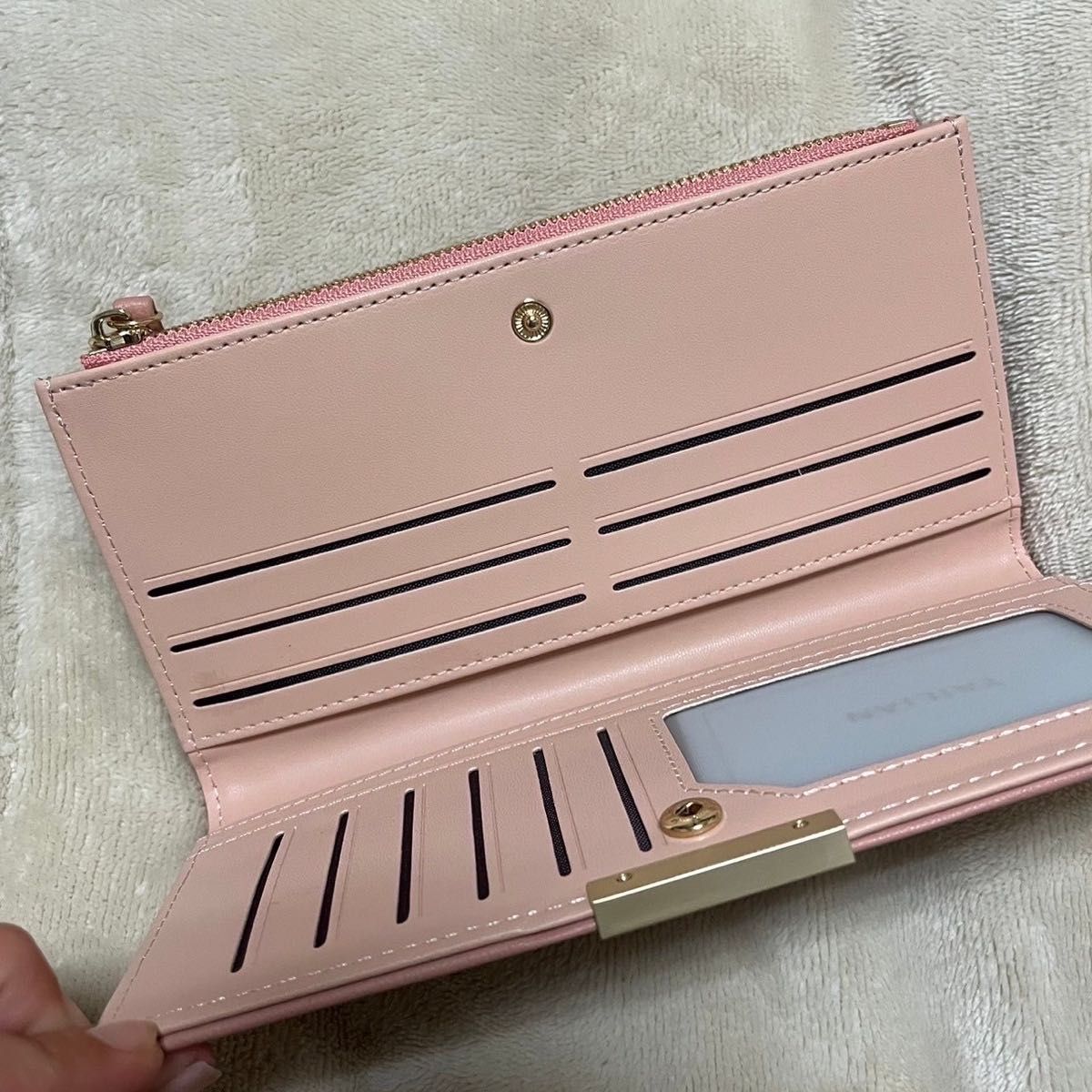 10長財布 スリム ウォレット 薄型 カードケース ポイントカード 収納 ピンク