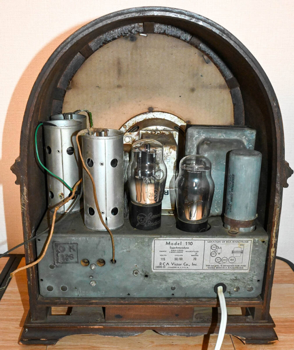 RCA Victor 1933年モデル 110型 屋根丸 2バンド 5球スーパー (58-2A7-57-2A5-80) 通電確認 要調整 ※回路図あります