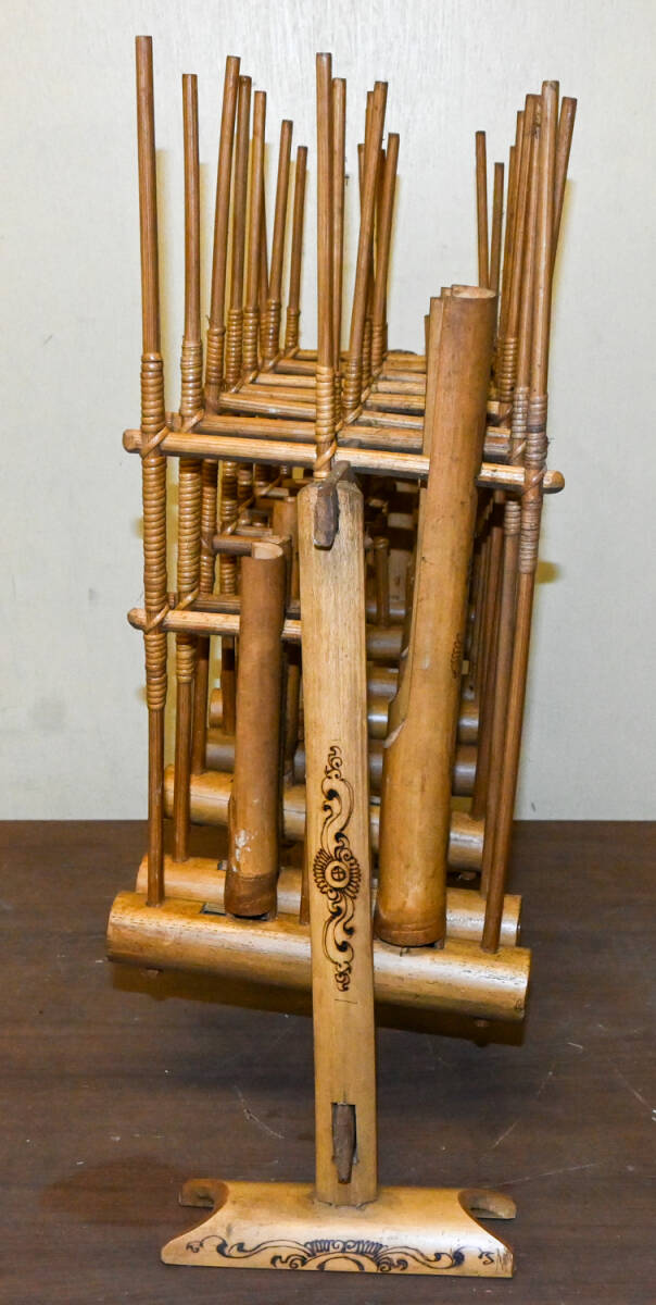 アンクルン / Angklung マレーシア 竹楽器 ユネスコ無形文化遺産 幅約40cm 高さ約45cm 奥行概19cm_画像6