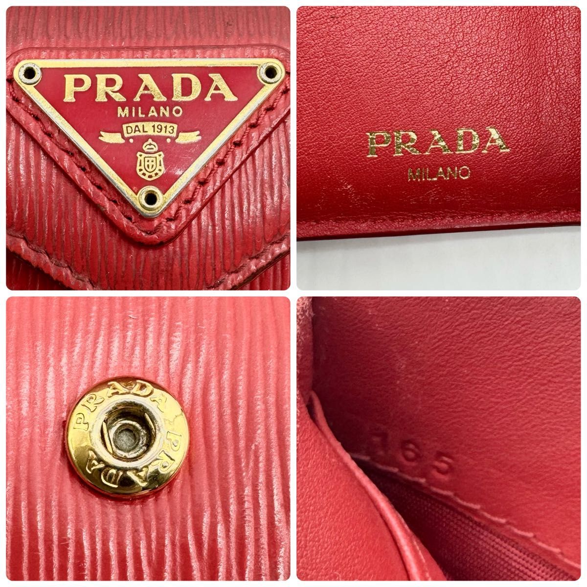 【希少モデル】PRADA プラダ 三つ折り財布 三角ロゴ サフィアーノ トライアングル レザー